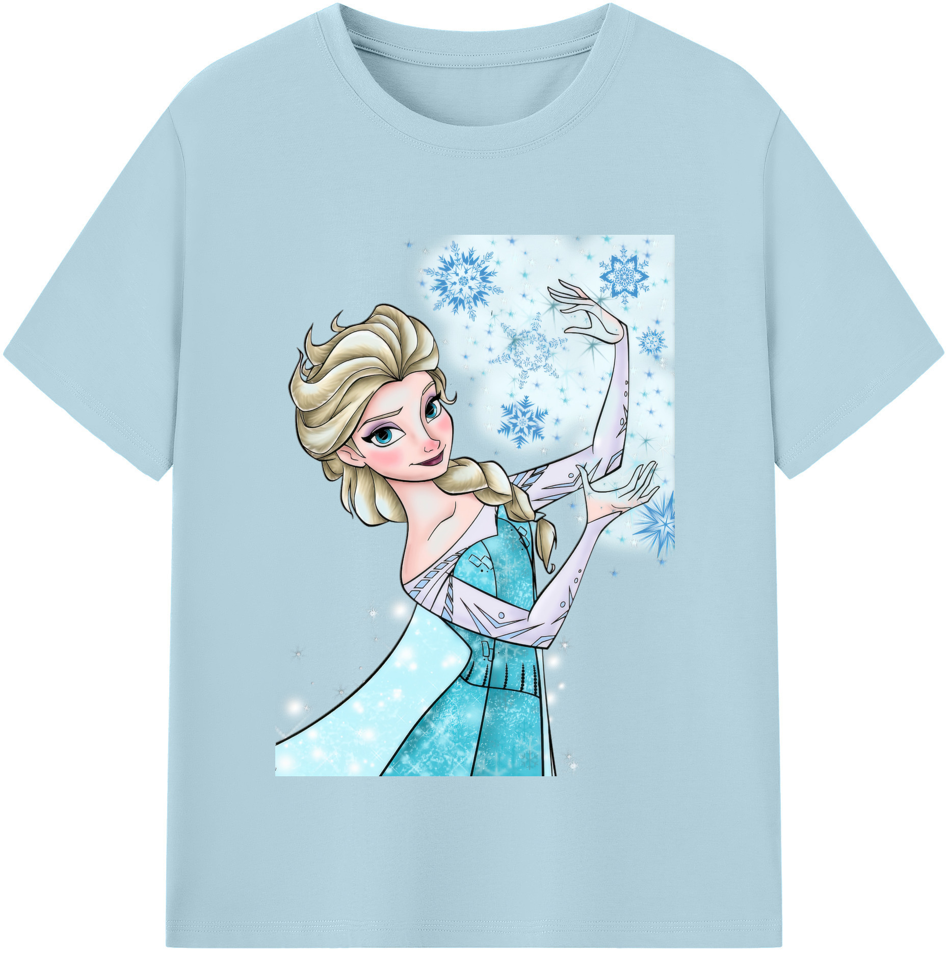 （画像用） アナと雪の女王 アンナ エルサ Frozen Anna Elsa 綿100％半袖Tシャツ（フロントプリント）